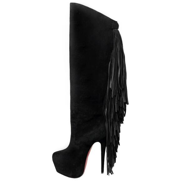 Christian Louboutin Shoes - Christian Louboutin‎ Interlopa Fringe Suede Knee High Boots 37